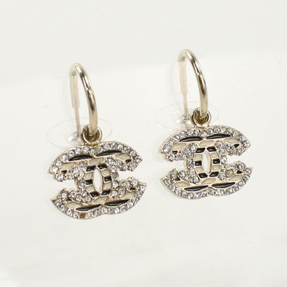 CHANEL Rhinestone Pierce COCO Mark metal gold Women