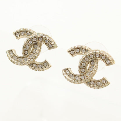 CHANEL Pierce Rhinestone Pierce COCO Mark Stand Pierce plating clear Women