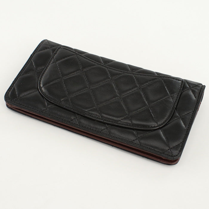 CHANEL A31509 Long wallet COCO Mark Matrasse Long flap wallet lambskin black Women
