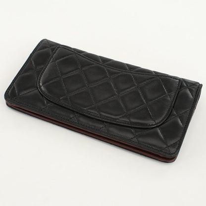 CHANEL A31509 Long wallet COCO Mark Matrasse Long flap wallet lambskin black Women