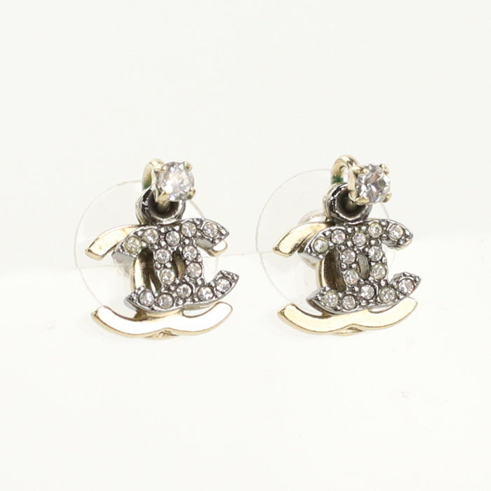 CHANEL Pierce Rhinestone Pierce COCO Mark Stand Pierce metal clear Women