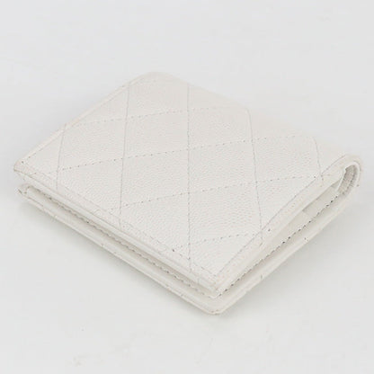 CHANEL Small wallet Matrasse Bi-fold wallet with coin purse/caviar  White Women