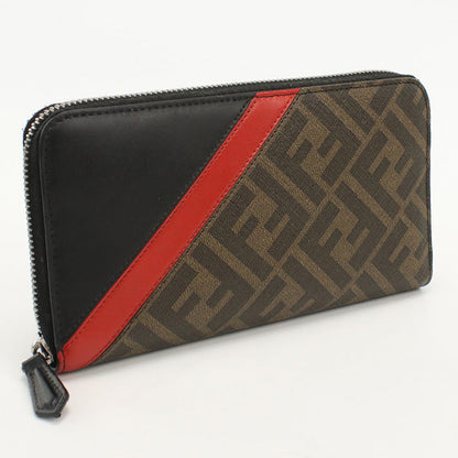 FENDI FE84048 zip around long wallet Diagonal PVC Brown Women