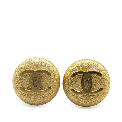Chanel Gold Plated Coco Mark Round Earrings 95P
