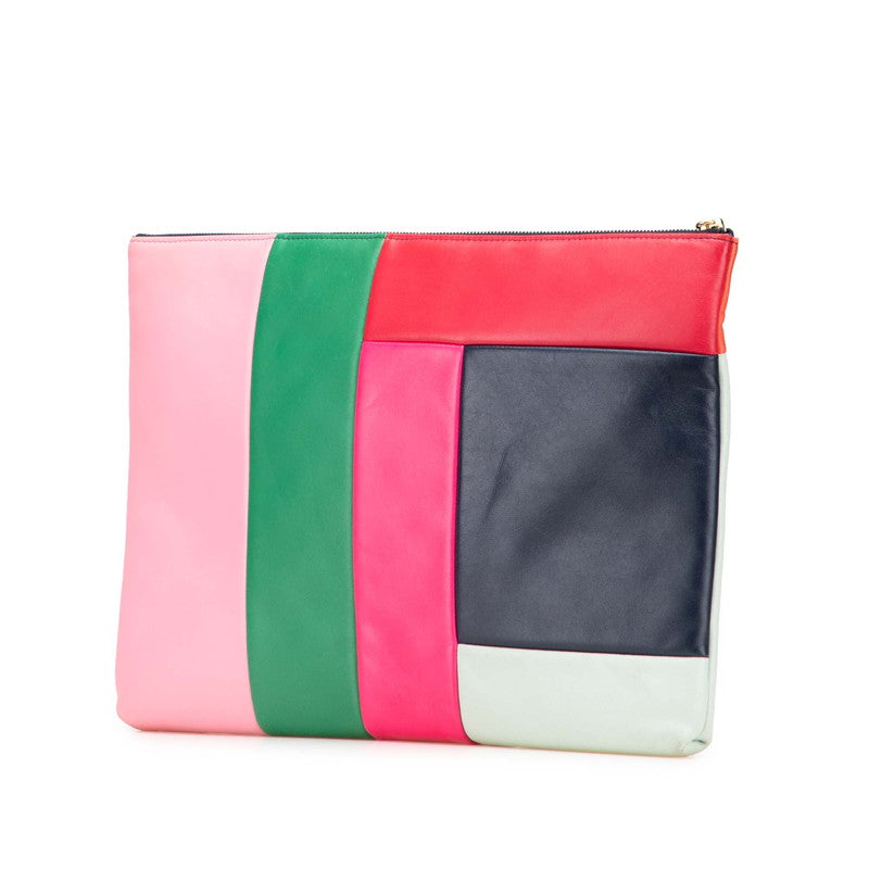 Chanel Coco Mark Color Block Lambskin Clutch Bag