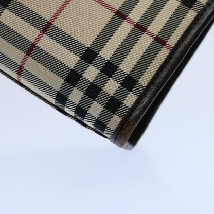 Burberry Nova Check Hand Bag Nylon Beige Dark Brown Auth uy141