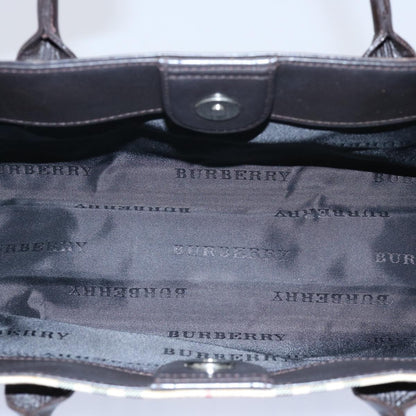 Burberry Nova Check Hand Bag Nylon Beige Dark Brown Auth uy141