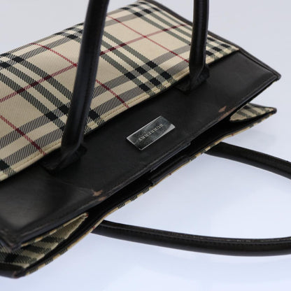 Burberry Nova Check Hand Bag Nylon Beige Dark Brown Auth uy141