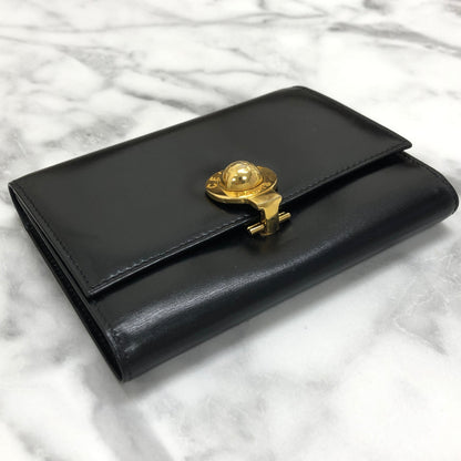 CELINE Starball Leather Trifold Wallet Black Vintage 7j572s