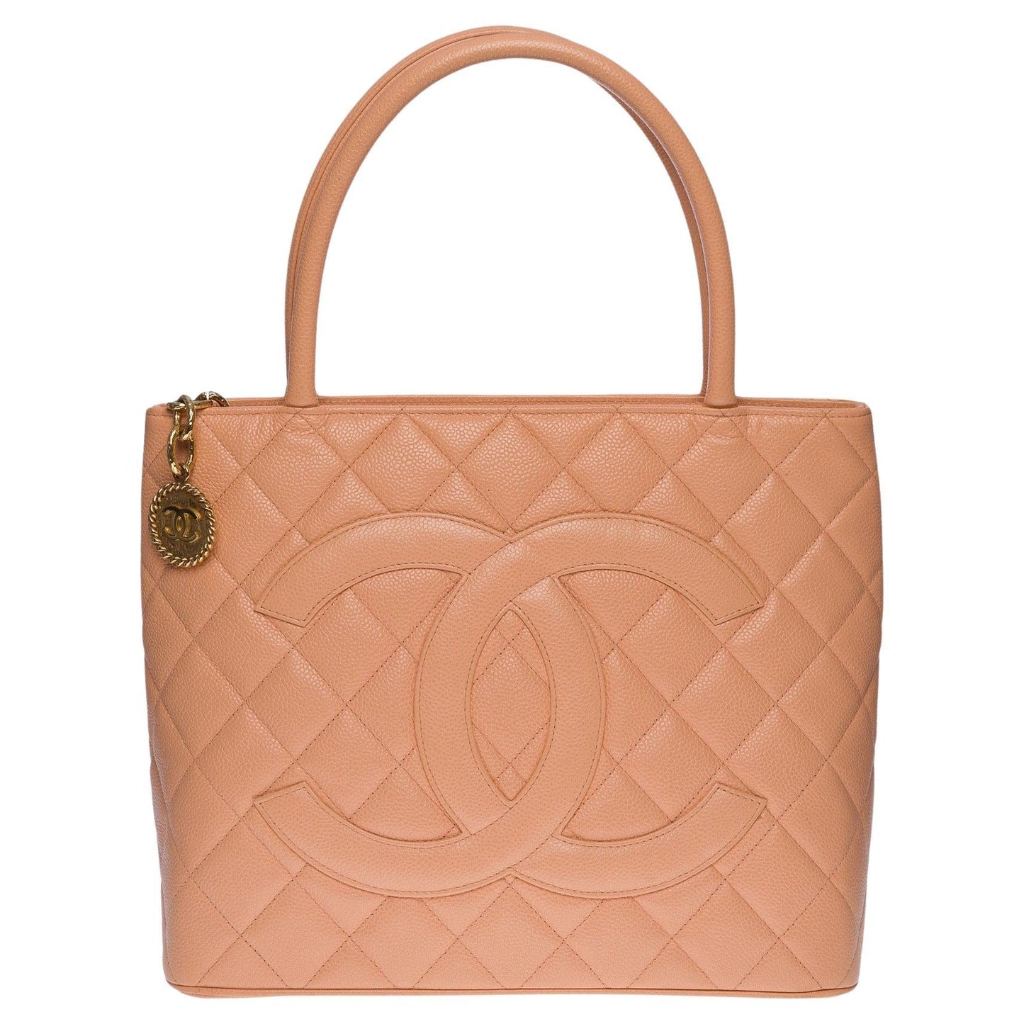 CHANEL Beautiful Cabas Medallion bag in salmon caviar leather, GHW