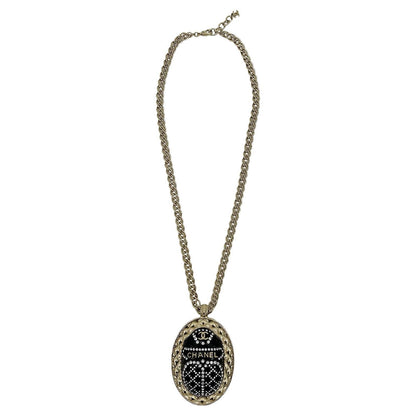 Chanel Black Rhinestone Egyptian Scarab Necklace