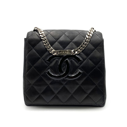 CHANEL VINTAGE MATELASSE CHAIN HAND BAG BLACK LAMB SKIN SHW 90235883