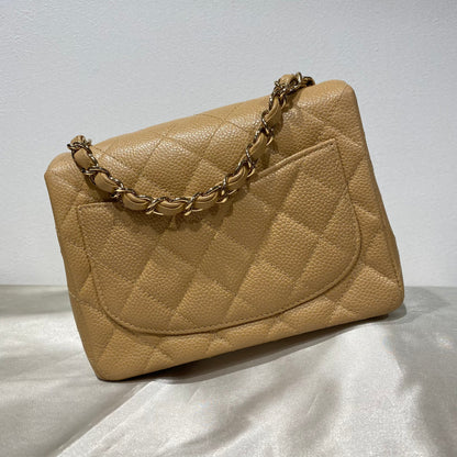 CHANEL VINTAGE MINI SQUARE 17 BEIGE CAVIAR SKIN 90210992