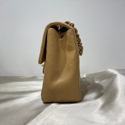 CHANEL VINTAGE MINI SQUARE 17 BEIGE CAVIAR SKIN 90210992