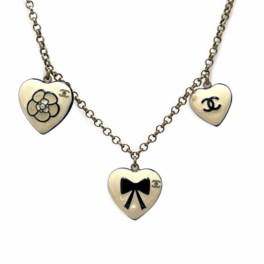 CHANEL VINTAGE NECKLACE HEART MOTIF CAMELLIA ACCESSORY 03P 90208979