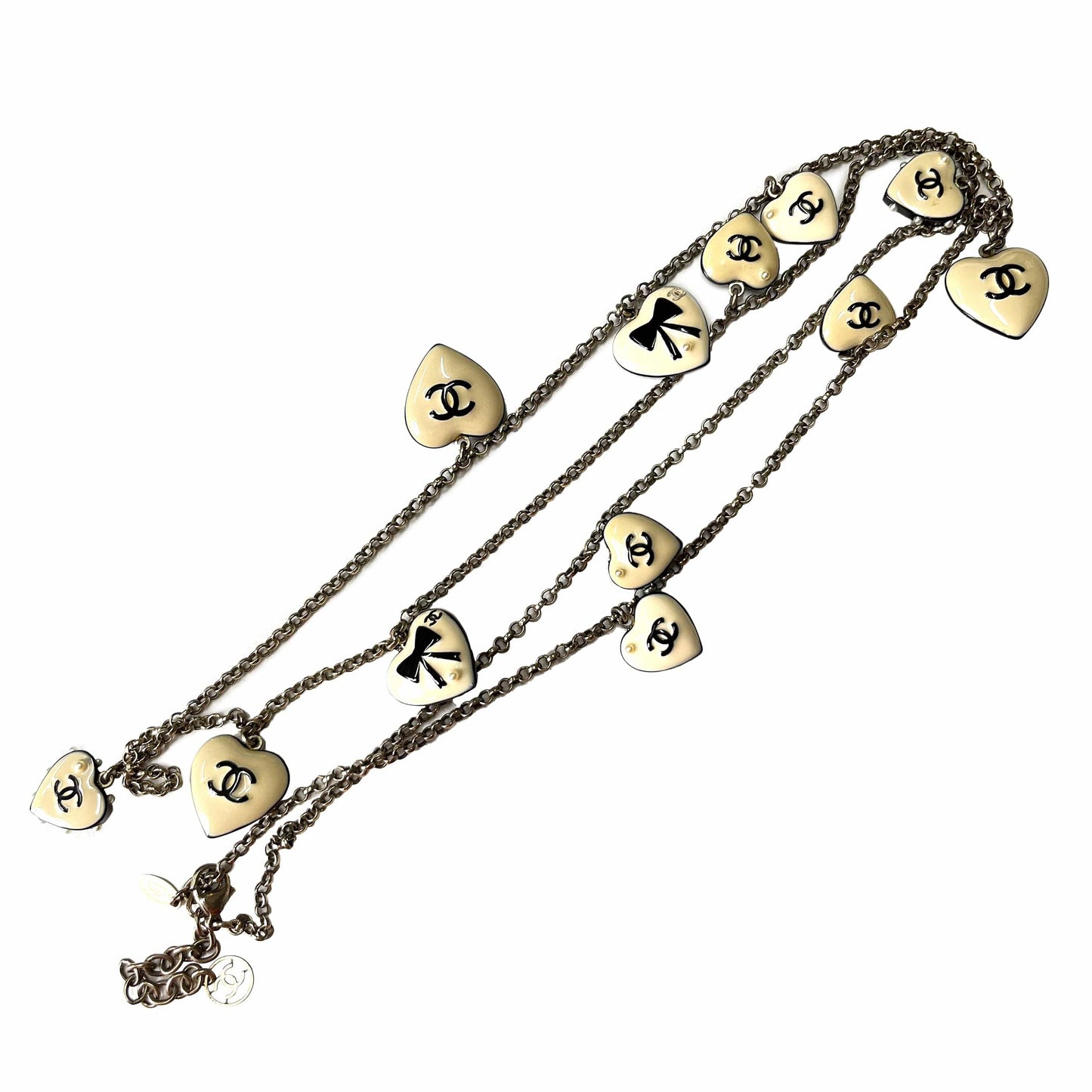 CHANEL VINTAGE NECKLACE HEART MOTIF CAMELLIA ACCESSORY 03P 90208979