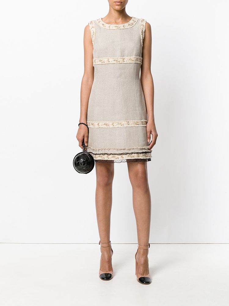 Vintage Lace Trim Linen Dress