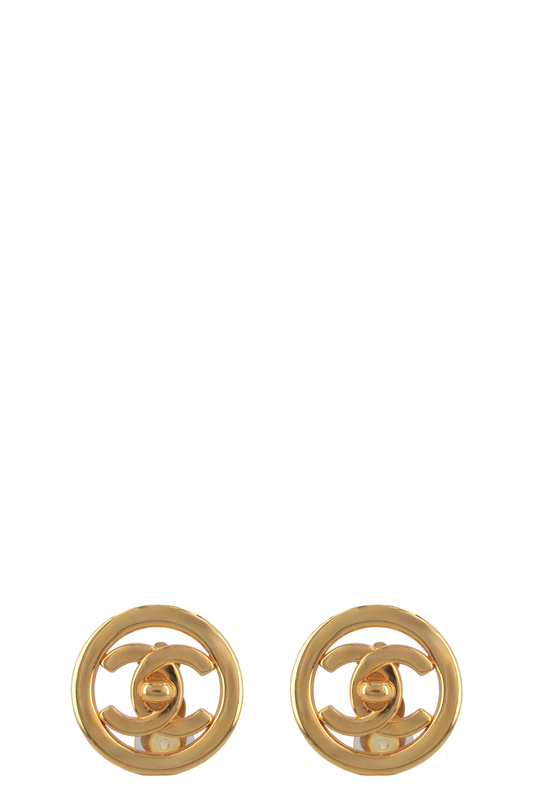 CHANEL 1997P Vintage Turnlock CC Earclips