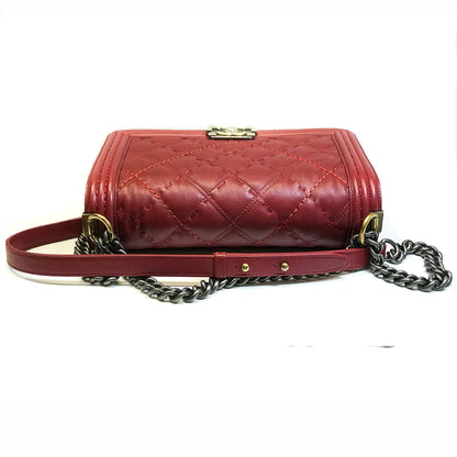Medium Boy Flap in Stitched Calfskin Leather with RHW