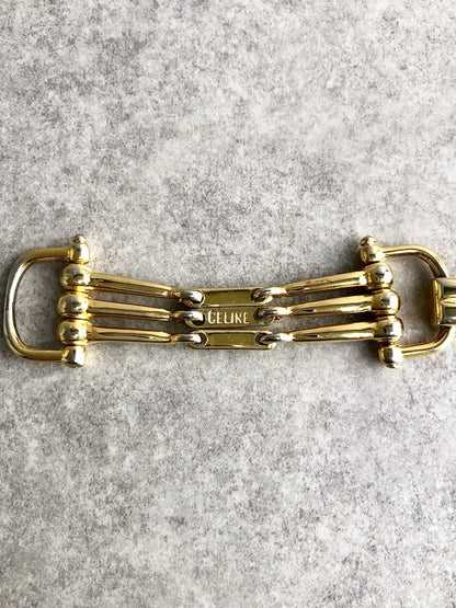 CELINE Horse Bit Bracelet Gold Vintage 3psgja