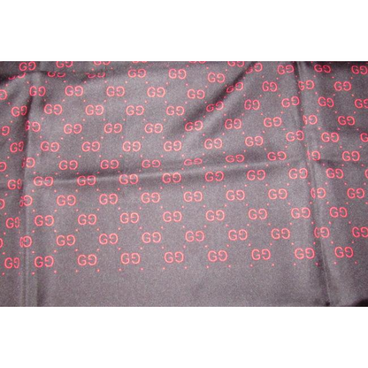 Gucci Black Gold Red Logo Xl And Equestrian Print Silk Scarf