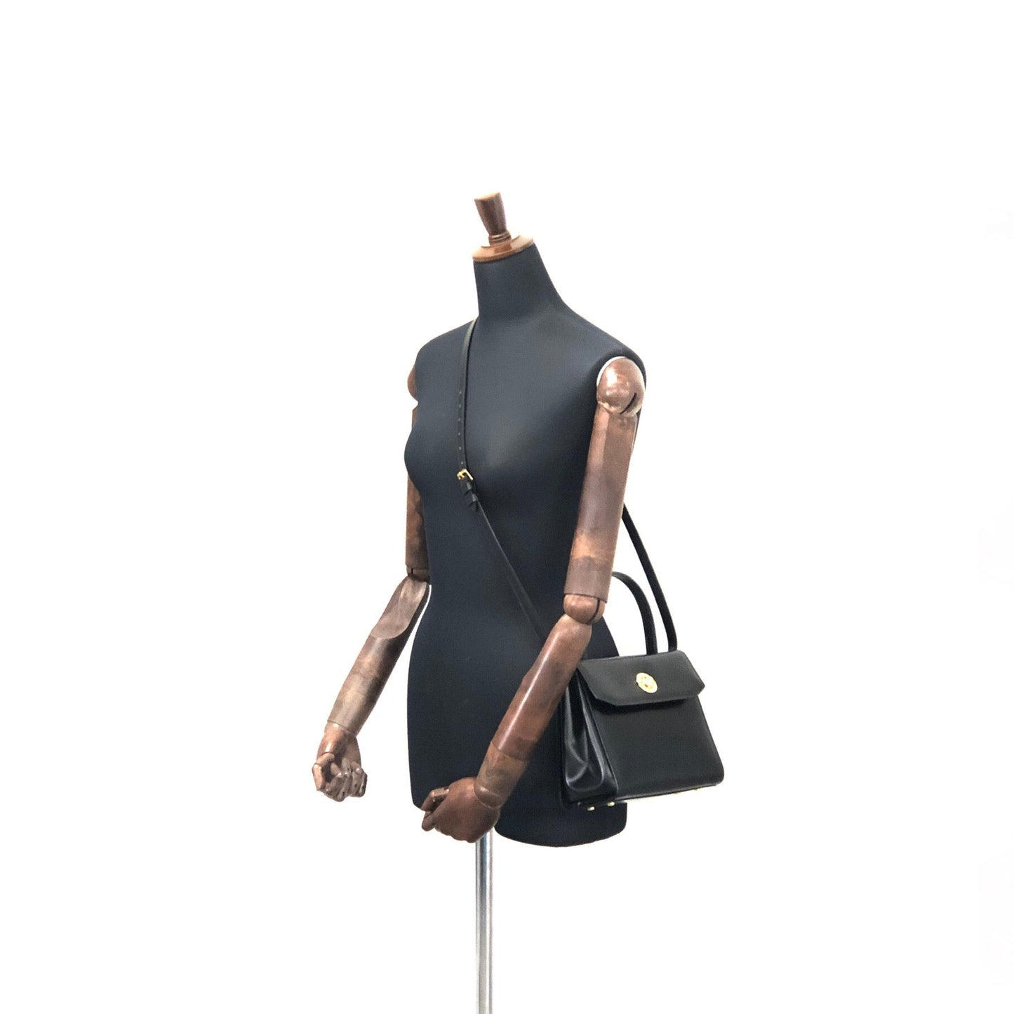 CELINE Starball Leather Two-way Handbag Shoulder bag Black Vintage jrwffj
