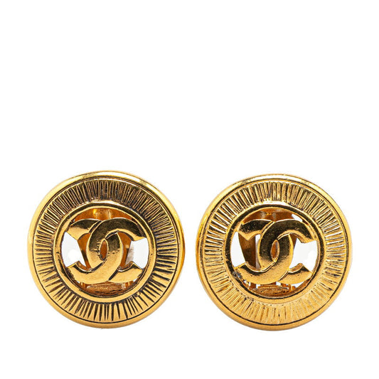 Chanel Gold Plated Coco Mark Round Earrings