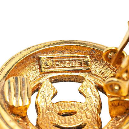 Chanel Gold Plated Coco Mark Round Earrings