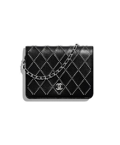 Chanel Wallet On Chain – WOC Grained Quilted Calfskin Black Studded