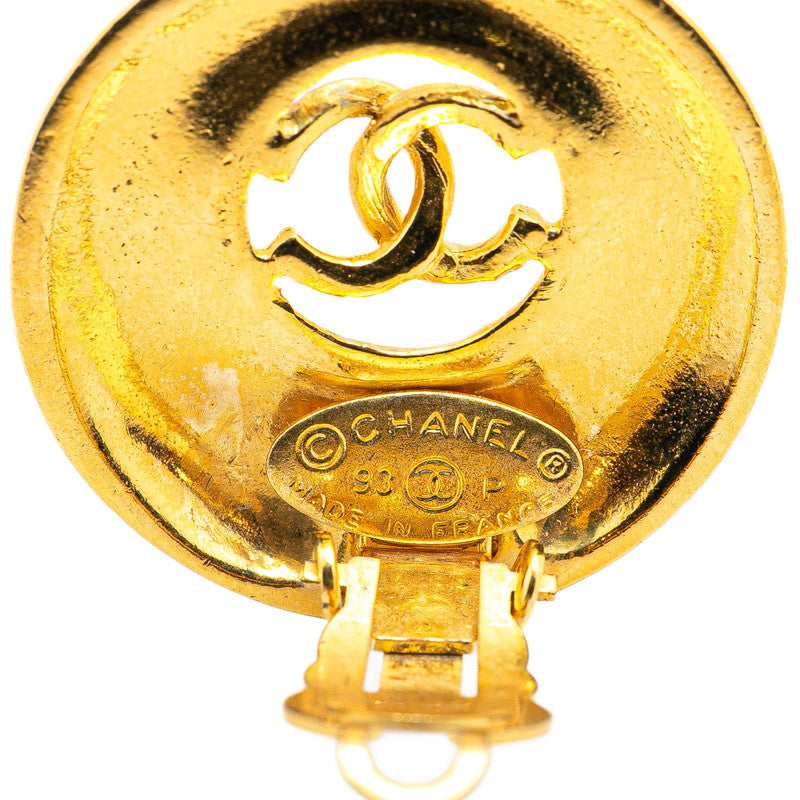 Chanel Gold Plated Coco Mark Round Earrings 93P