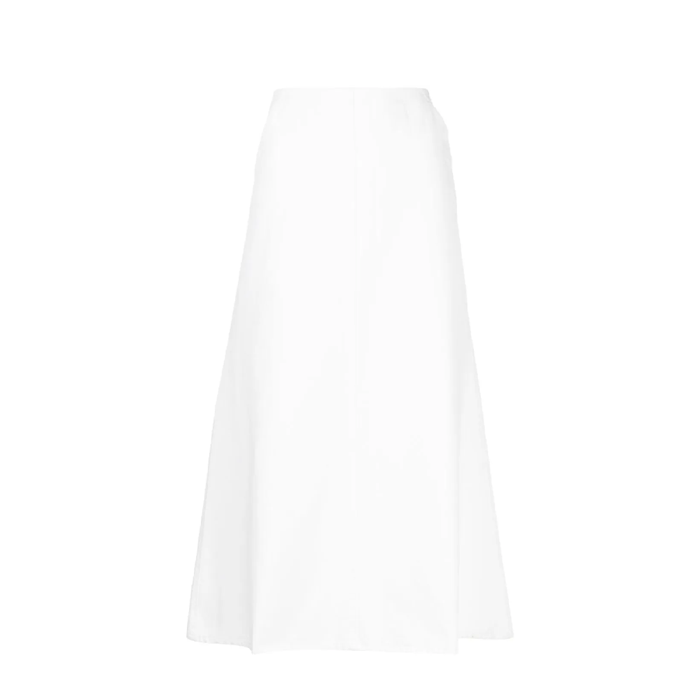 White Denim Button Long Skirt