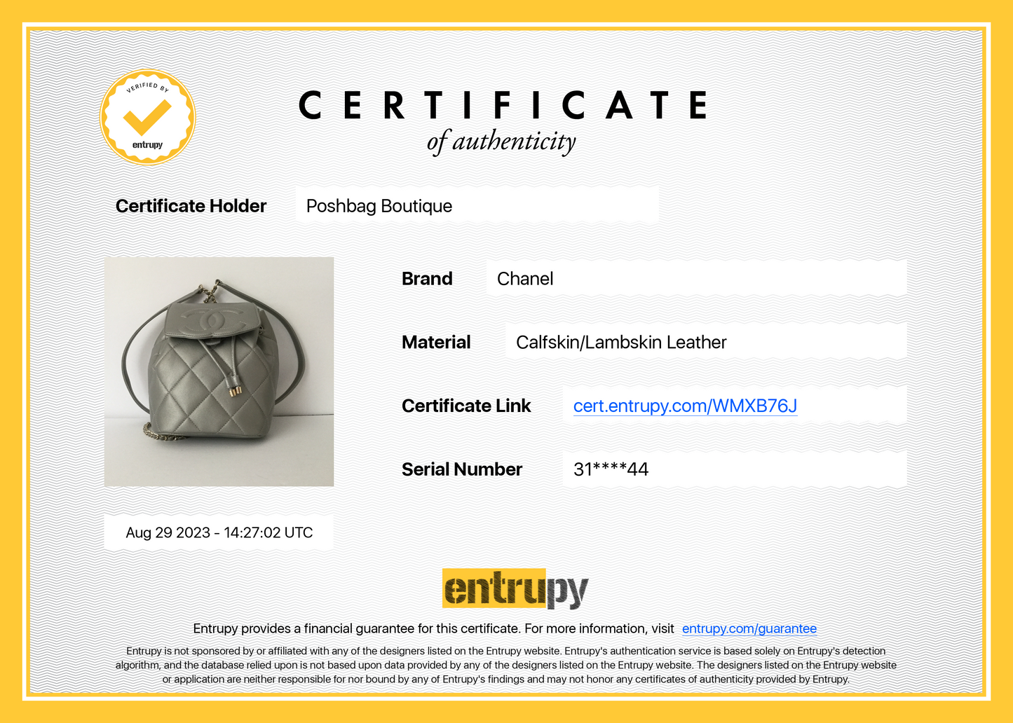 CC Lambskin Leather Chain Flap Backpack