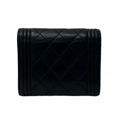 Chanel CC Matelasse Boy Flap Wallet  Leather Short Wallet in Good condition