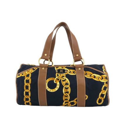 CELINE Handbag Boston bag Yellow×Black Vintage ui7frx