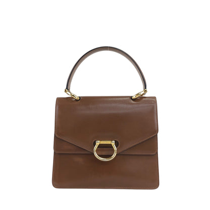 CELINE Horse Bit Double Flap Handbag Brown Vintage yxn6s8