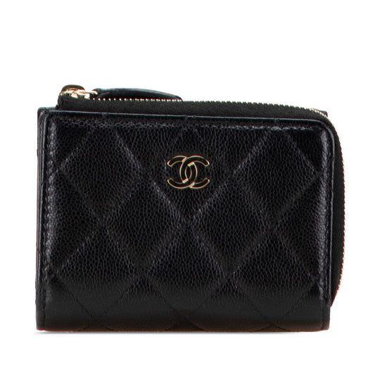 Chanel Coco Mark Matelasse Caviar Skin Trifold Wallet