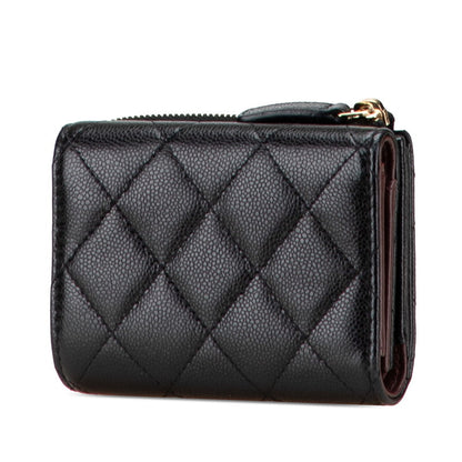 Chanel Coco Mark Matelasse Caviar Skin Trifold Wallet