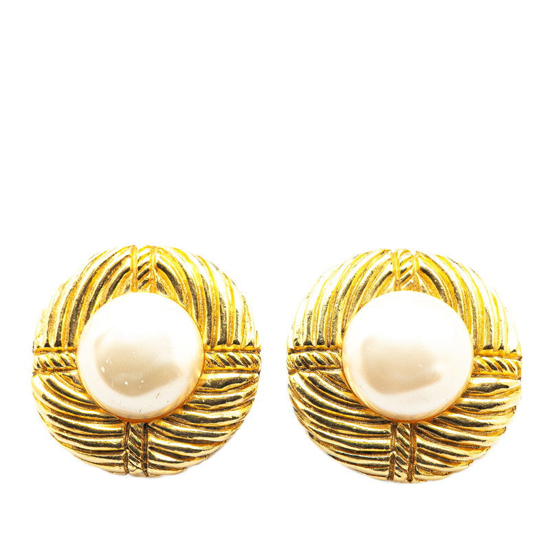 Chanel Gold Plated Faux Pearl Earrings