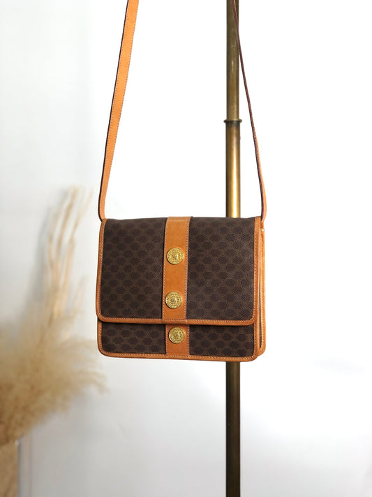 CELINE Macadam Medal Motif Shoulder bag Brown Vintage tab6bn