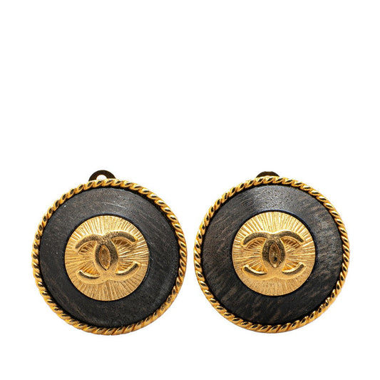 Chanel Gold-Plated Coco Mark Vintage Earrings 94P