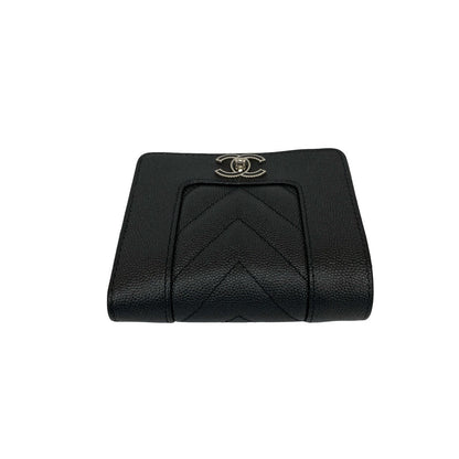 Chanel Mademoiselle Coco Caviar Leather Trifold Wallet