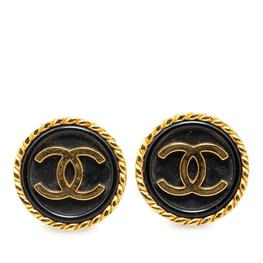 Chanel Plated Plastic Coco Mark Round Earrings 97A