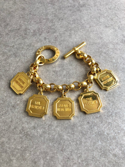 CELINE Logo Bracelet Gold Vintage esez5y