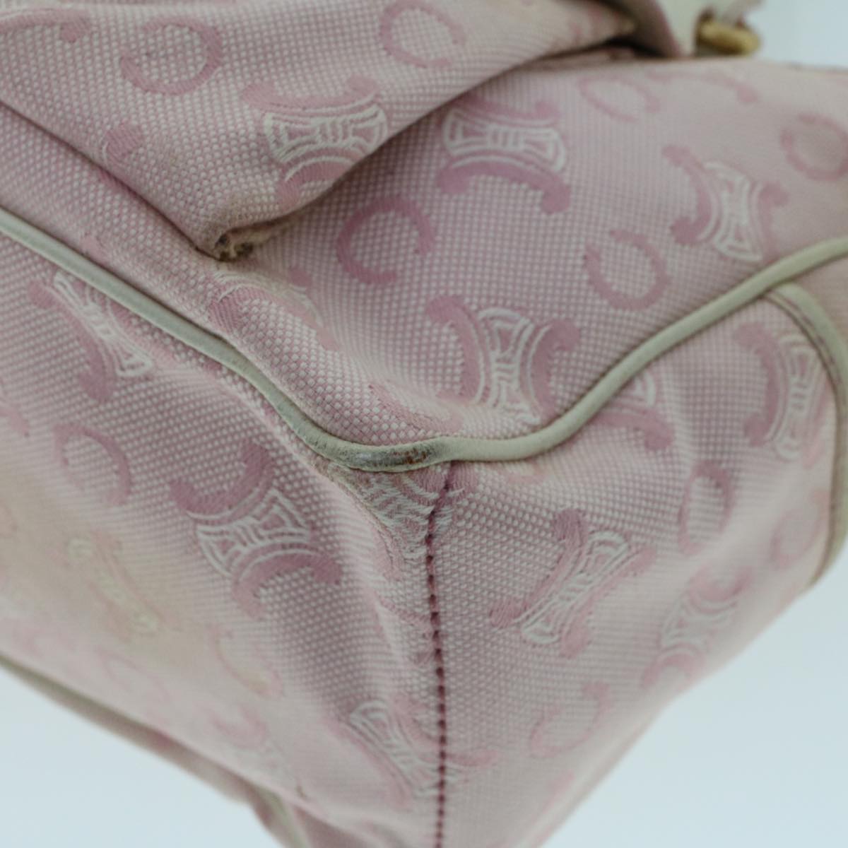 Celine C Macadam Canvas Hand Bag Leather Pink  yb138