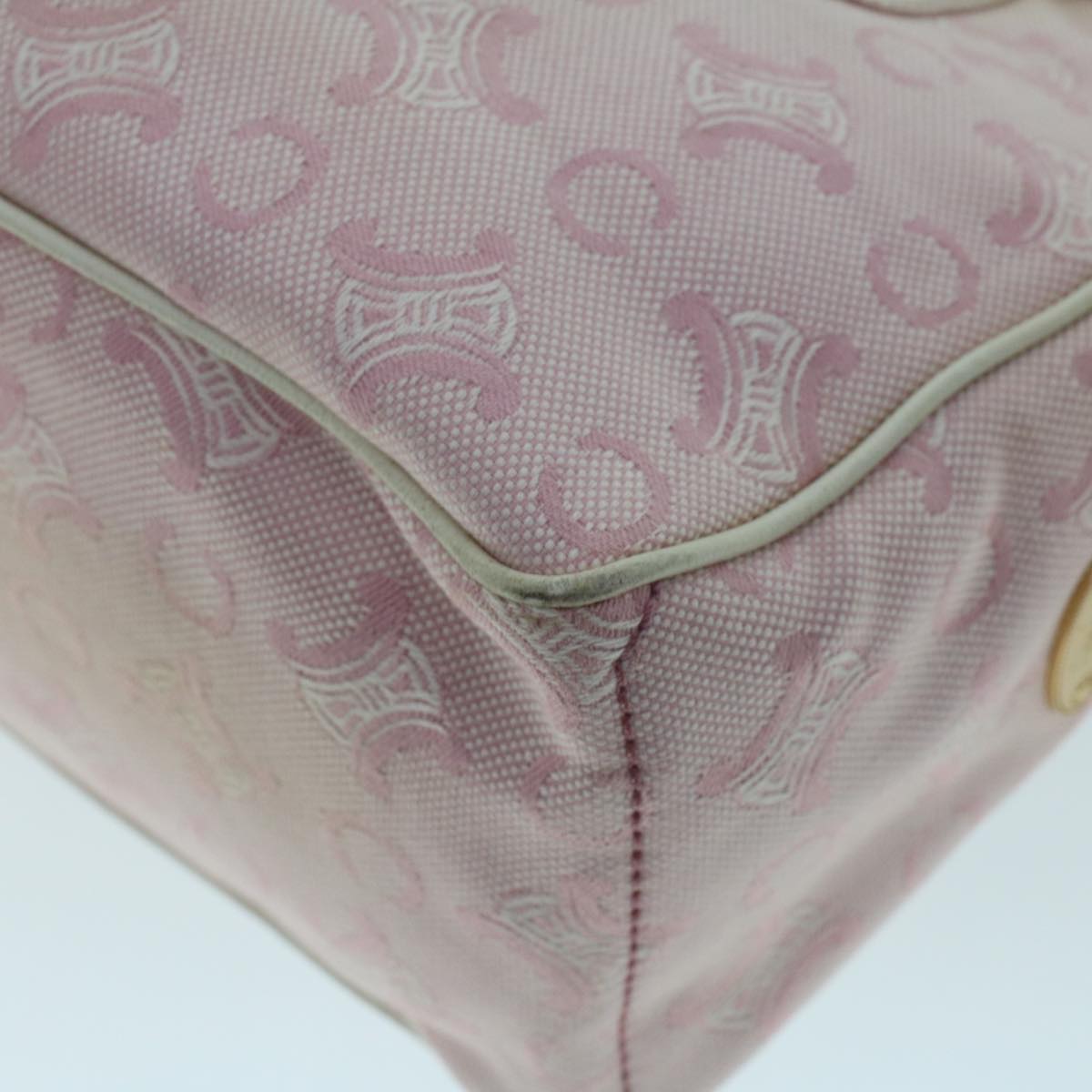 Celine C Macadam Canvas Hand Bag Leather Pink  yb138
