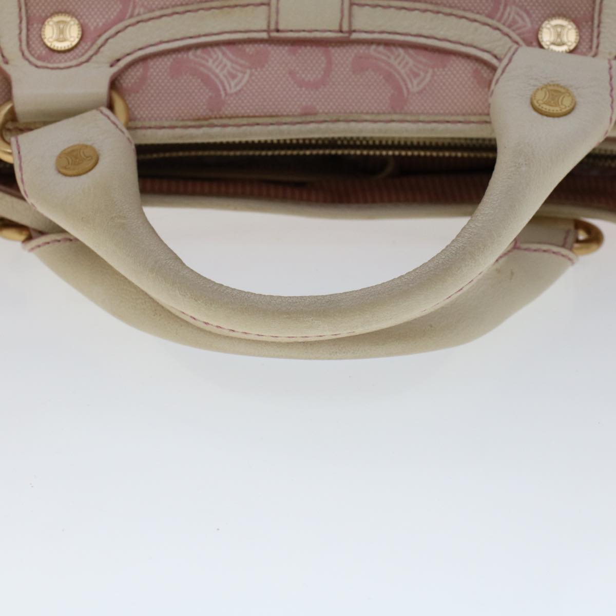 Celine C Macadam Canvas Hand Bag Leather Pink  yb138