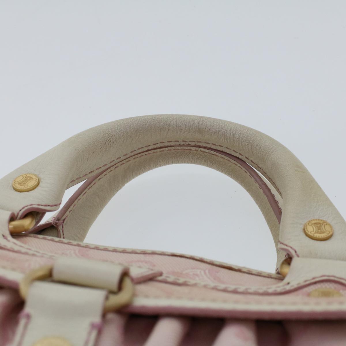 Celine C Macadam Canvas Hand Bag Leather Pink  yb138