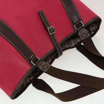 Burberry Shoulder Bag Canvas Leather Red Auth yb149