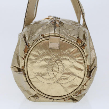 Chanel Boston Bag Patent leather Gold Tone CC Auth yb278