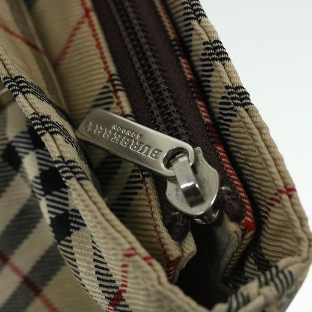 Burberry Nova Check Blue Label Hand Bag Nylon Leather Beige Brown Auth yb329